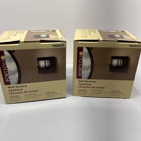 0429331 Portfolio Set Of 2 Wall Sconces Oil-rubbed Bronze Finish Clear Glass 5 Inch X4.5 X5