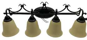0590926 Portfolio 4 Light Bathroom Vanity Light/wall Fixture In Bronze With Glass Amber Shades