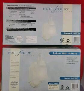 110721 Portfolio Lighting 2 Indoor Fixture Moonstone Finish Etruscan Glass #110721 Nib