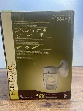 156-460 Portfolio 841796000511 White Outdoor Wall Lantern Light Fixture Glass Shade Ul Listed