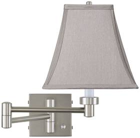 20762-7k778 Possini Euro Design Modern Swing Arm Wall Lamp Nickel Plug-in Fixture Pewter Gray Square For Bedroom