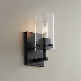 47k03-bk Possini Euro Design Modern Wall Sconce Black Hardwired 5 Inch Fixture Clear Glass Shade Bedroom House 47k03-bk Possini Euro Design Modern Wall Sconce Black Hardwired 5 Inch Fixture Clear Glass Shade Bedroom House