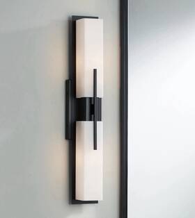 Possini Euro Design 736101201809 Midtown Modern Wall Light Black Hardwired 23 1/2 Inch 2-light Fixture White Glass Possini Euro Design 736101201809 Midtown Modern Wall Light Black Hardwired 23 1/2 Inch 2-light Fixture White Glass