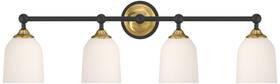 H-240506w4 Possini Euro Design Zaragoza 32 Inch Wide Gold And Black 4-light Bath Light