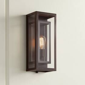 Ks739y2 Possini Euro Design Modern Wall Light Sconce Bronze 6 3/4 Inch Fixture Clear Glass For Bedroom Bathroom