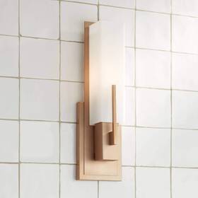T9724-143 Possini Euro Design Midtown Modern Wall Sconce Lighting Burnished Brass Hardwired 15 Inch High Fixtur