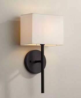 Tw1907616-blk Possini Euro Design Favreau Modern Wall Light Sconce Black Hardwired 8 Inch Fixture Rectangular Linen