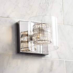 W0110-01s Possini Euro Design Wrapped Wire Modern Wall Light Sconce Chrome Silver Hardwired 5 Inch Wide Fixture W0110-01s Possini Euro Design Wrapped Wire Modern Wall Light Sconce Chrome Silver Hardwired 5 Inch Wide Fixture