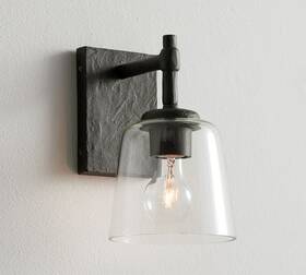 1440586 Pottery Barn New -pottery Porter Recycled Glass Wall Sconce With Shade Bronze 10 Inch H #x1012