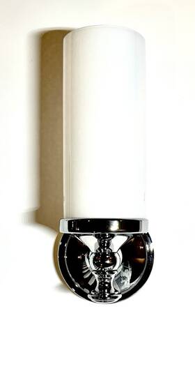 3071094 Pottery Barn Mercer Polished Nickel Single Glass Sconce. New Reg 139