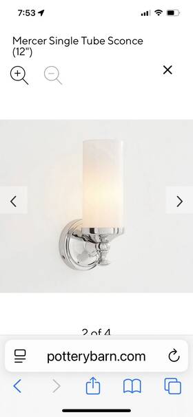 3071110 Pottery Barn Mercer Traditional Single Tube Wall Sconce Chrome 11.5 Inch H #1629