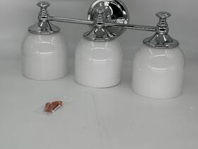 3195385 Pottery Barn New Mercer Traditional Triple Wall Sconce With Shade Chrome