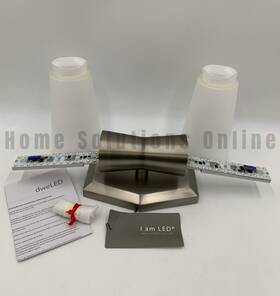 4091787 Pottery Barn Massett Led Metal Double Sconce Brushed Nickel 18 Inch H #x1306