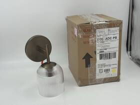 4426558 Pottery Barn New Set/2 Cooper Ribbed Glass Sconce Single Tumbled Brass Read