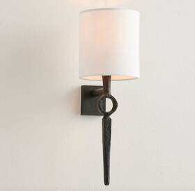 6846886 Pottery Barn 2 Easton Forged Iron Sconce Brass 18 Inch
