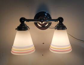7821895 Pottery Barn Double Wall Sconce With Murano Shades Chrome Polished Nickel Fixture