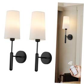 Pfws01b2 Powflove Black Rechargeable Battery Operated Wall Sconces Set Of 2 With Remote