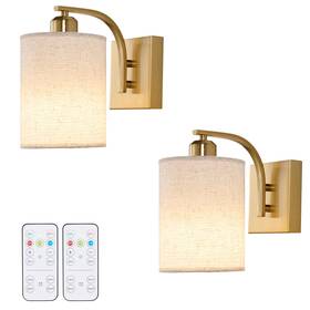 Pfws04b2 Powfloven Gold Rechargeable Battery Operated Wall Sconces Set Of 2 With Remot