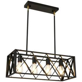 00008-4 Pretoy Black Farmhouse Chandeliers For Dining Room Light Fixture Rectangle Kitchen I