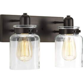 Progress Lighting 785247214358 Calhoun Collection 2-light Clear Glass Farmhouse Bath Vanity Light Antique Bronz