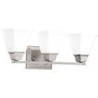 P300160-009 Progress Lighting Bath Vanity Light 3light Brushed Nickel Etched Glass Craftsman