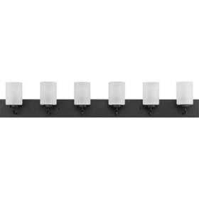 Mpn-303940504684 Progress Lighting Vanity Light 48 Inch Dimmable 6-lights Metal Glass Matte Black Mpn-303940504684 Progress Lighting Vanity Light 48 Inch Dimmable 6-lights Metal Glass Matte Black