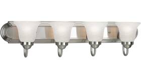 P300075-009 Progress Lighting 30 Inch Brushed Nickel Vanity Light With Etched Glass