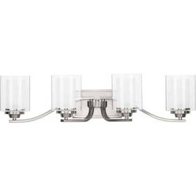 P300123-009 Progress Lighting Kene 4-light Brushed Nickel Clear Glass Craftsman Vanity Light