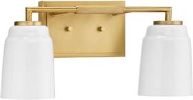 P300504-191 Progress Lighting Spenser Two-light Brushed Gold Industrial Vanity Light P300504-191 Progress Lighting Spenser Two-light Brushed Gold Industrial Vanity Light
