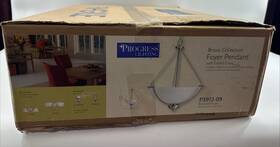 P3912-09 Progress Lighting Bravo Foyer Pendant Brushed Nickel Glass New