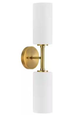 P710116-163 Progress Lighting Cofield Collection Gold 2 Light Vintage Brass W Glass Shade