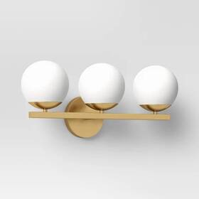 82261053 Project 62 Geneva Globe Collection Vanity Wall Light Brass -
