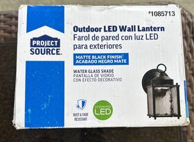 1085713 Project Source Outdoor Led Wall Lantern #1085713 Matte Black Finish New Open Box