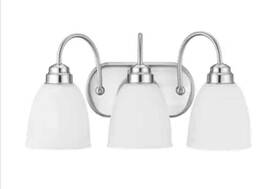 1362637 Project Source 18.86-in 3-light Vanity Light Brushed Nickel Frosted Glass