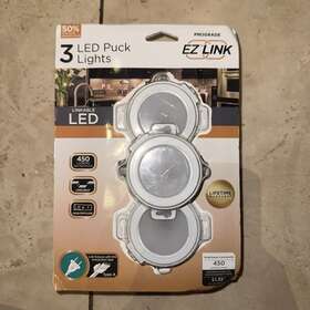 3-pac Prolink 030878650090 Ez Link Linkable Plug-in Led White Puck Light With High/low Switch