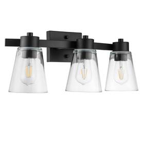 51534-01 Prominence Home Fairendale 3 Light Matte Black Bathroom Vanity With Clear Glass