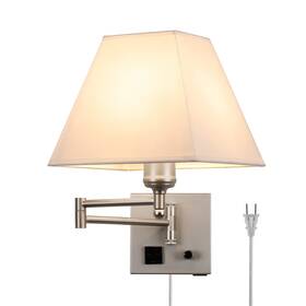 Jds-bd-002 Pullcu Plug In Wall Light Swing Arm Sconces With Usb Port And Outlet Lamp