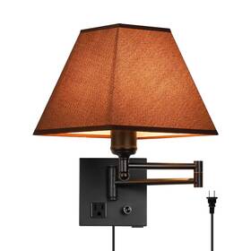 Jds-bd-006 Pullcu Swing Arm Wall Lamp.plug In Sconces With Usb Port And Ac Outlet.sconces Wal