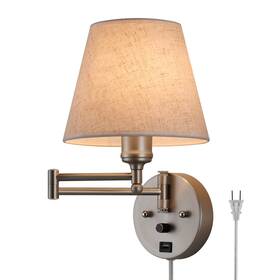 Jds-bd-007 Pullcu Swing Arm Wall Lamp Mount Lamps With Cord Plug In Sconce Lighting