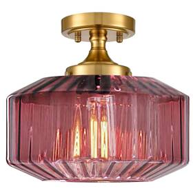 10045 Qepeety Flush Mount Ceiling Light Fixtures 1-light Gold Fixture With Seeded