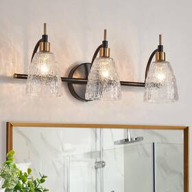 3wl-b01914 Quasipeda 3 Lights Bathroom Light Fixtures Black And Gold Vanity Bathr