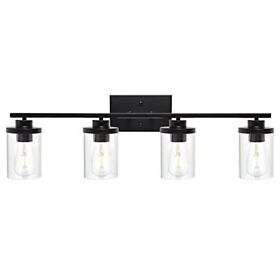 Queeu Q Bathroom Vanity Light Fixtures Black Finished 4-light With Clear Queeu Q Bathroom Vanity Light Fixtures Black Finished 4-light With Clear