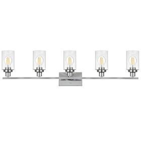 18-11450-5 Queeuq 5-light Bathroom Vanity Light Chrome Clear Glass 40 Inch E26 - New