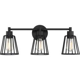 Att8603ek Quoizel Atticus 3-light Bathroom Vanity Light In Earth Black