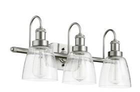 508-3-65 Quorum 3 Light Clear/seeded Vanity Satin Nickel -