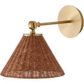 5393-80 Quorum International Wicker Wall Mount Light In Aged Brass