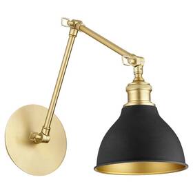 5392-6980 Quorum Lighting 1 Light Wall Mount-aged Brass/noir Finish