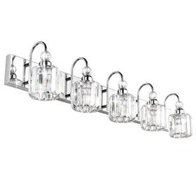 Ralbay 086291023546 Modern Led Crystal Bathroom Vanity Lights 5-lights Stainless Steel Va