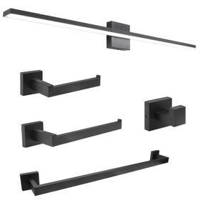 Ralbay 086291023775 40in Modern Led Black Vanity Light 5piece Allinone Bathroom Set 38w Frosted Alum