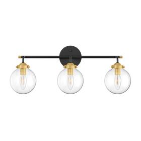 Ralbay 086291023997 Industrial Vintage Vanity Lights 3light Clear Glass Black Metal Wall Light Fixtu